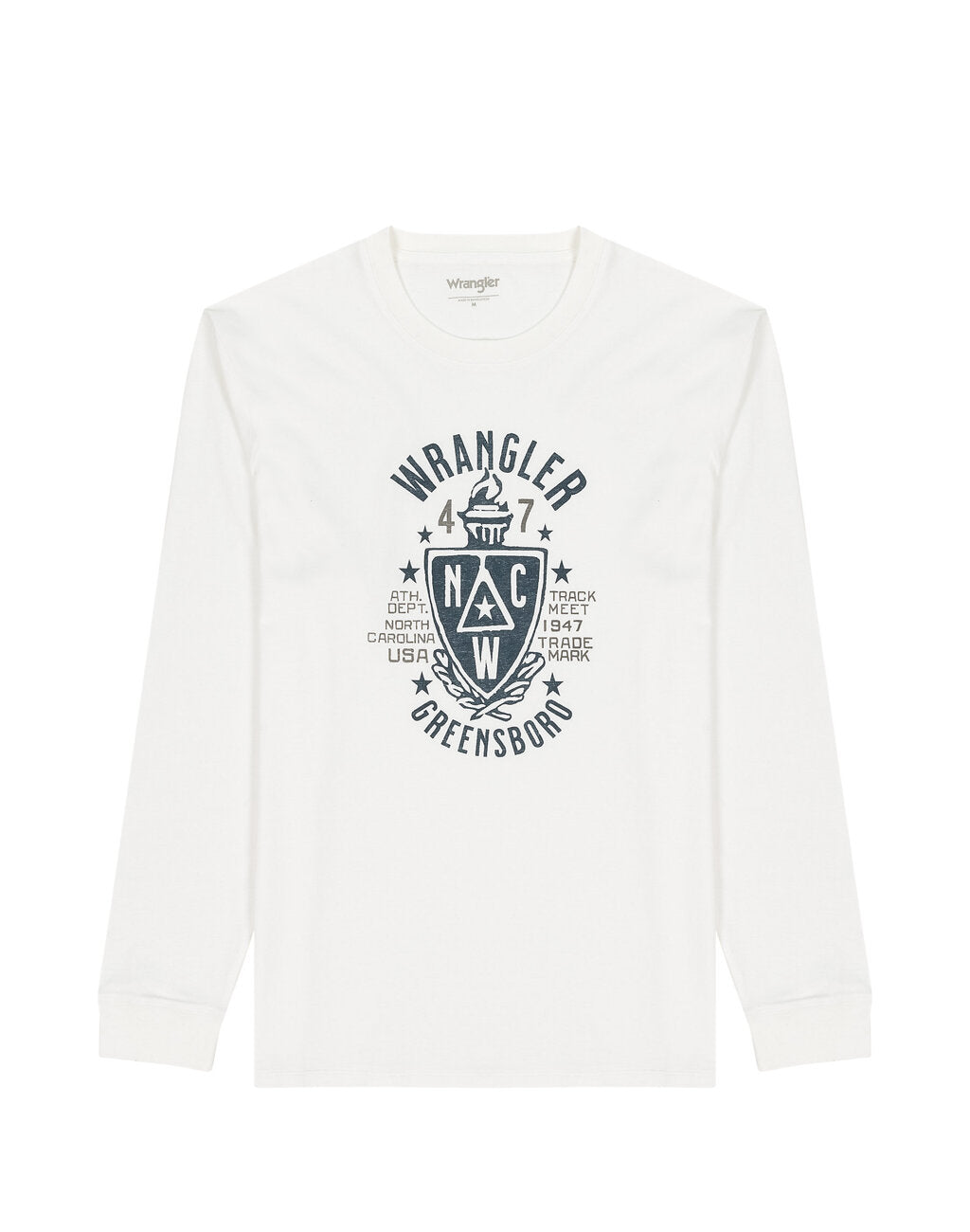 WRANGLER AMERICANA TEE MĘSKA KOSZULKA Z DŁUGIM RĘKAWEM LONGSLEEVE WHISPER WHITE 112341143 W70Q017924