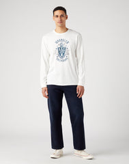 WRANGLER AMERICANA TEE MĘSKA KOSZULKA Z DŁUGIM RĘKAWEM LONGSLEEVE WHISPER WHITE 112341143 W70Q017924