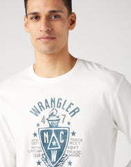 WRANGLER AMERICANA TEE MĘSKA KOSZULKA Z DŁUGIM RĘKAWEM LONGSLEEVE WHISPER WHITE 112341143 W70Q017924