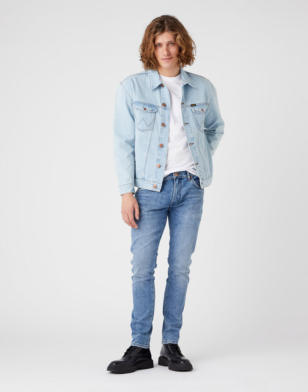 WRANGLER ANTI FIT JACKET MĘSKA KURTKA JEANSOWA ICY BRUSH BACK W4597915A 112324517