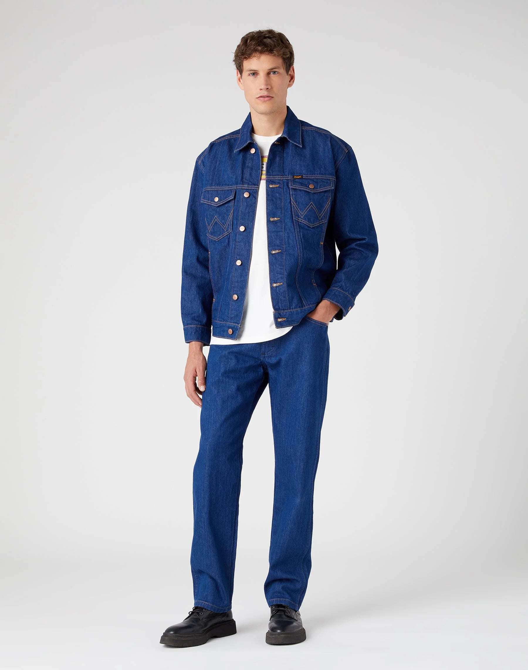 Kurtka Jeansowa Męska Wrangler Anti Fit Jacket Blue Eyes W459EIX05 112331195