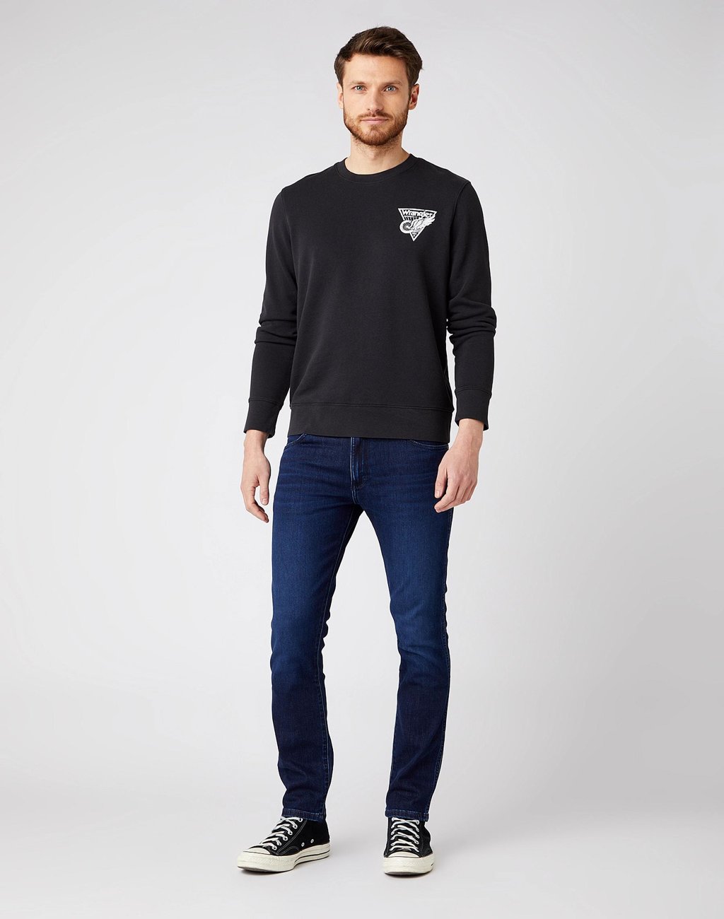 WRANGLER CHEST PRINT CREW BLACK W6F5HA100 112141478
