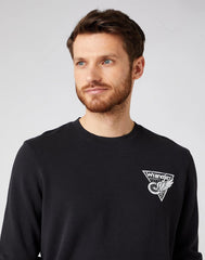 WRANGLER CHEST PRINT CREW BLACK W6F5HA100 112141478