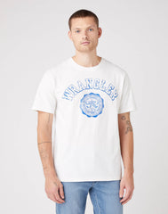 WRANGLER COLLEGIATE TEE MĘSKI T-SHIRT KOSZULKA LOGO NADRUK OFF WHITE W7E0EJ737 112146306