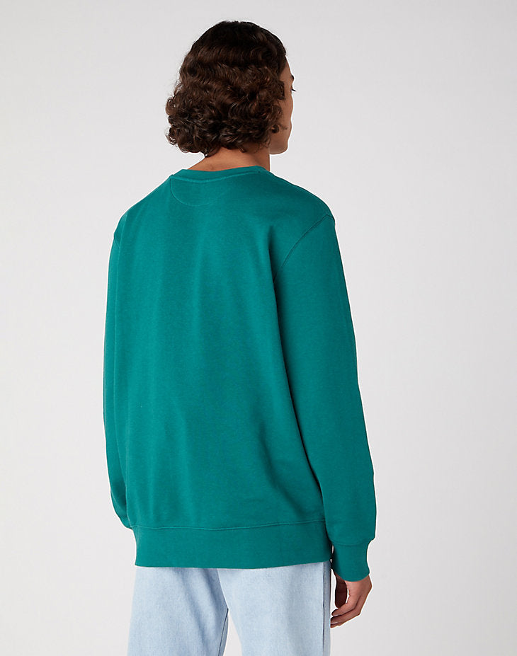 WRANGLER CREW NECK MĘSKA BLUZA BEZ KAPTURA LOGO CIEPŁA BAYBERRY GREEN W6H0I3G26 112331914