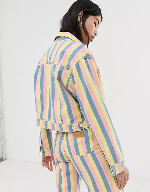 WRANGLER CUT OFF JACKET DAMSKA KURTKA JEANSOWA PASKI SUNNY STRIPES W417WN48K 112128795