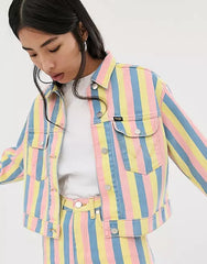 WRANGLER CUT OFF JACKET DAMSKA KURTKA JEANSOWA PASKI SUNNY STRIPES W417WN48K 112128795
