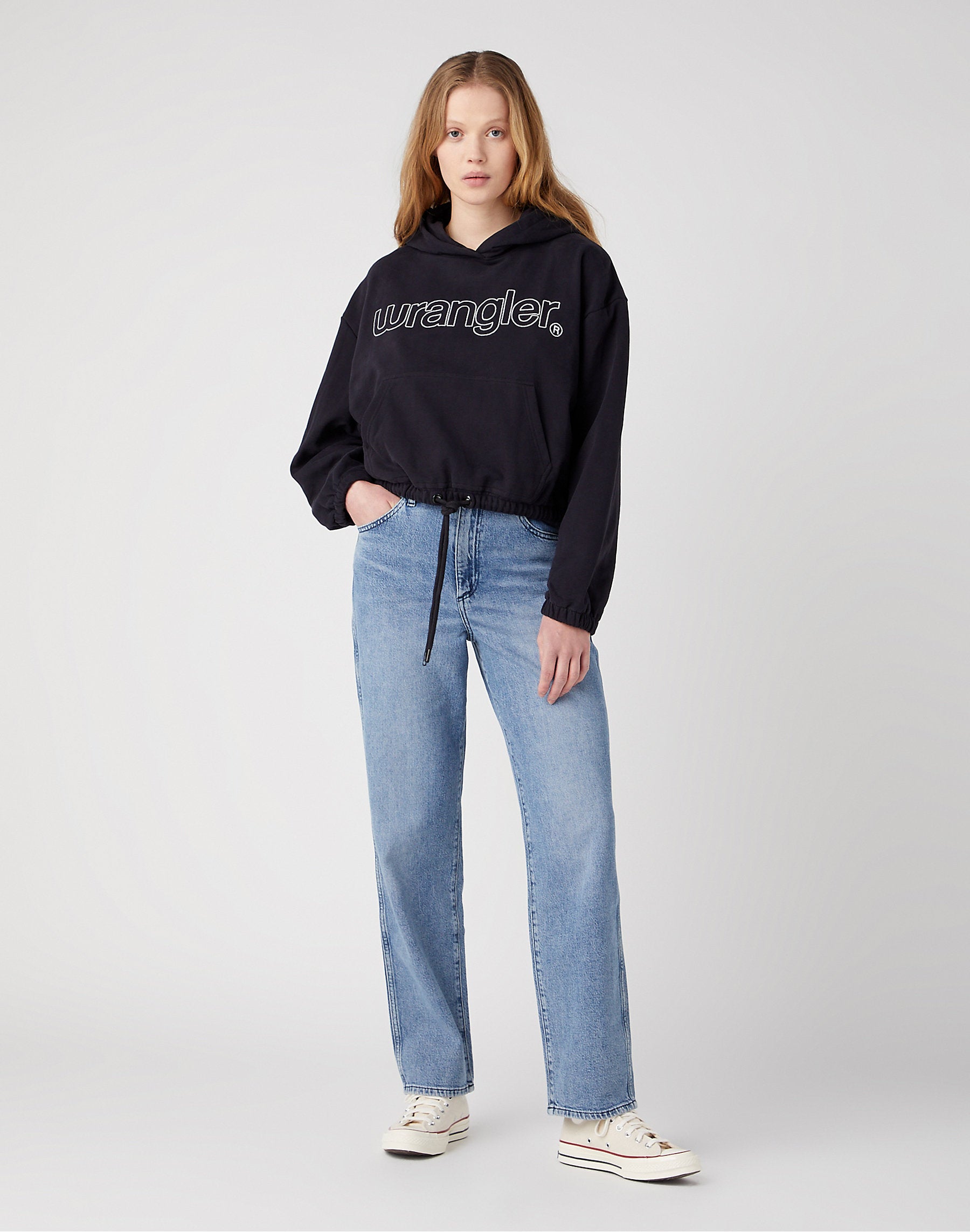 WRANGLER DAMSKA BLUZA Z KAPTUREM WRANGLER DRAWHEM HOODIE BLACK 112342761