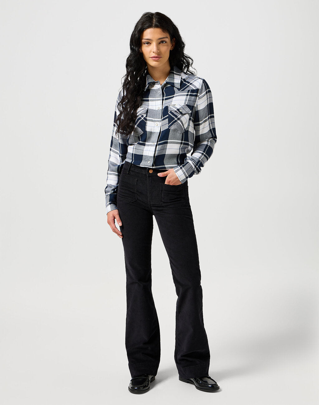 WRANGLER DAMSKA KOSZULA WESTERN SHIRT NAVY 112356488 W513018500