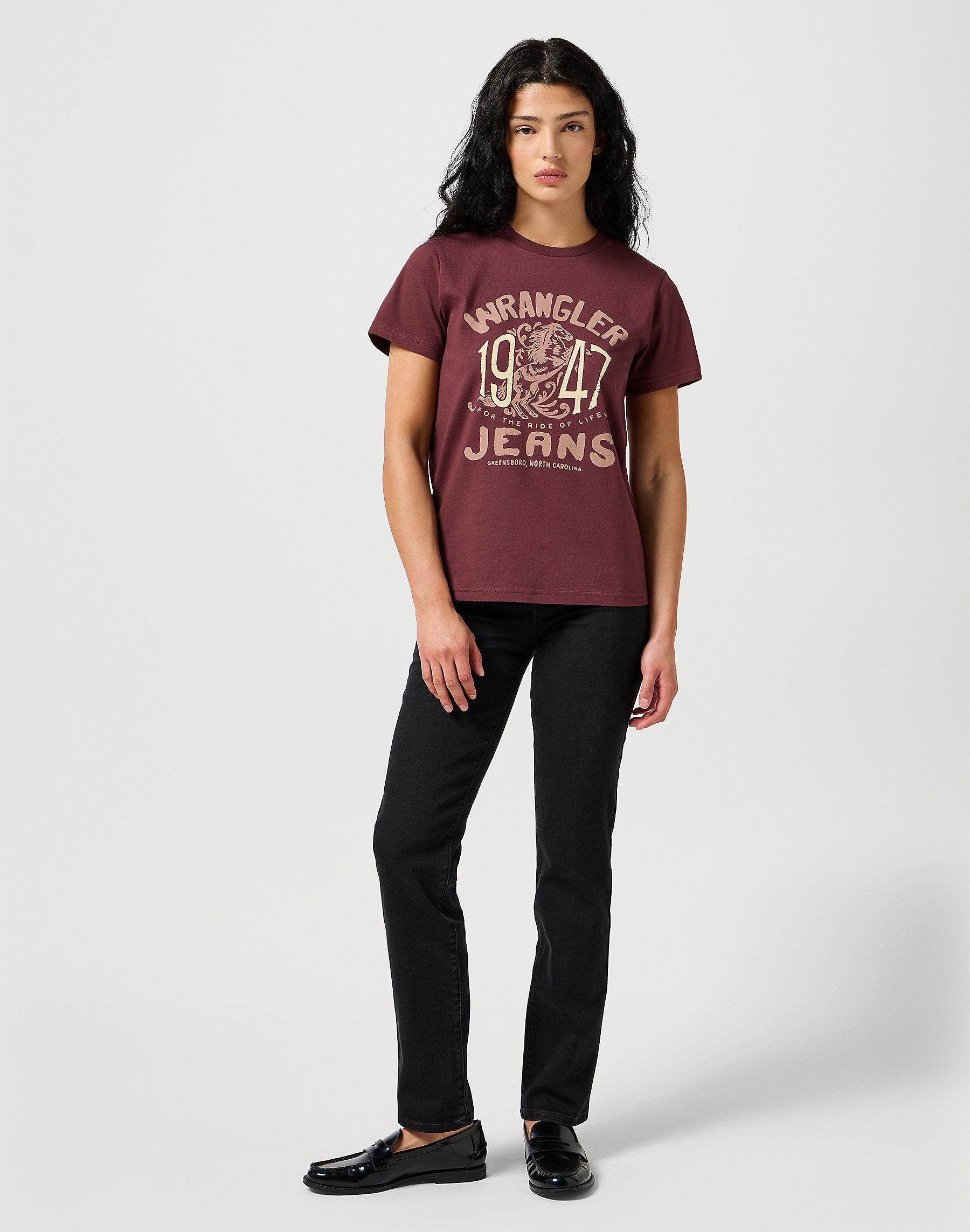 WRANGLER DAMSKA KOSZULKA WRANGLER GRAPHIC TEE DAHLIA 112356427