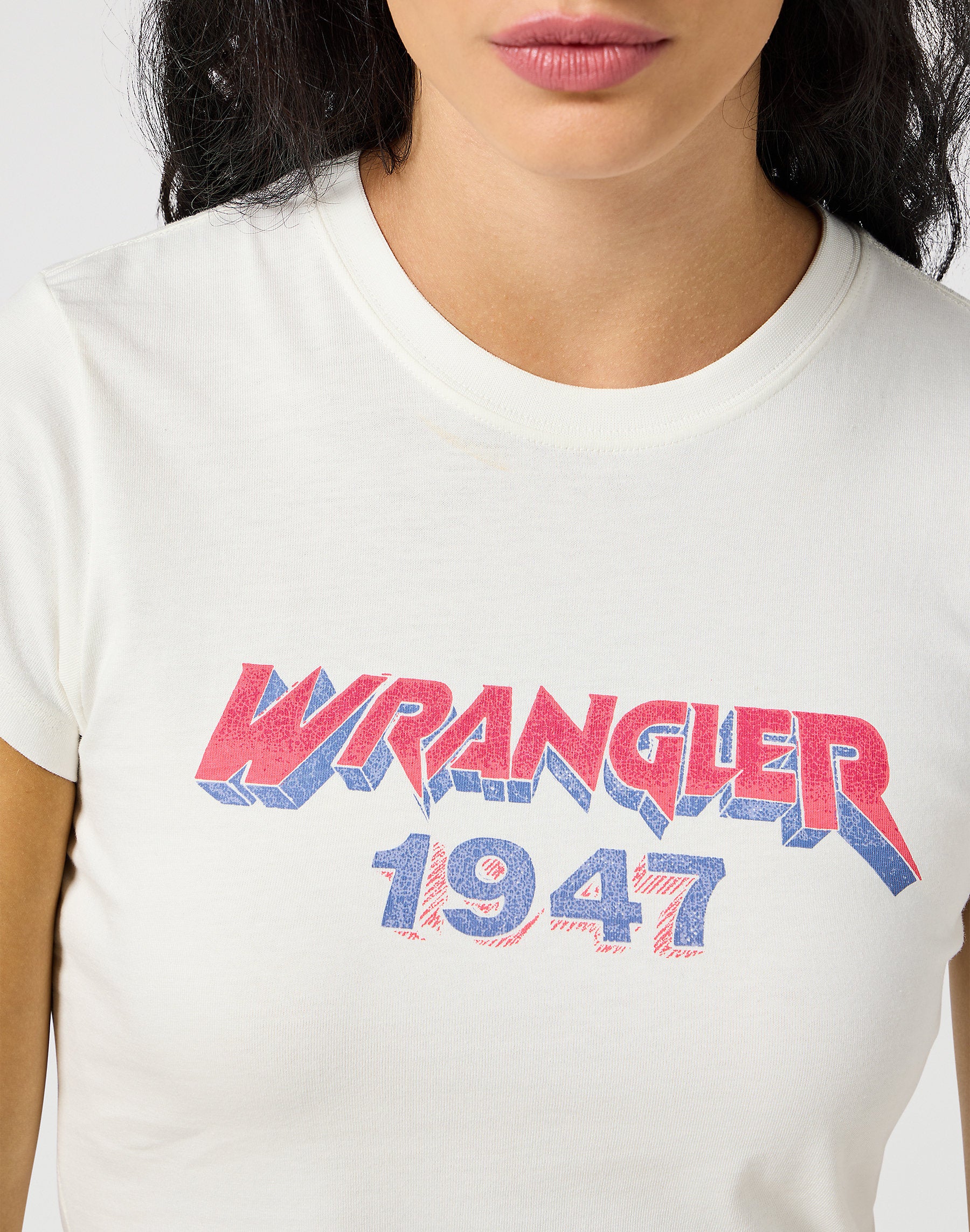 WRANGLER DAMSKA KOSZULKA WRANGLER SHRUNKEN BAND TEE WORN WHITE 112355334