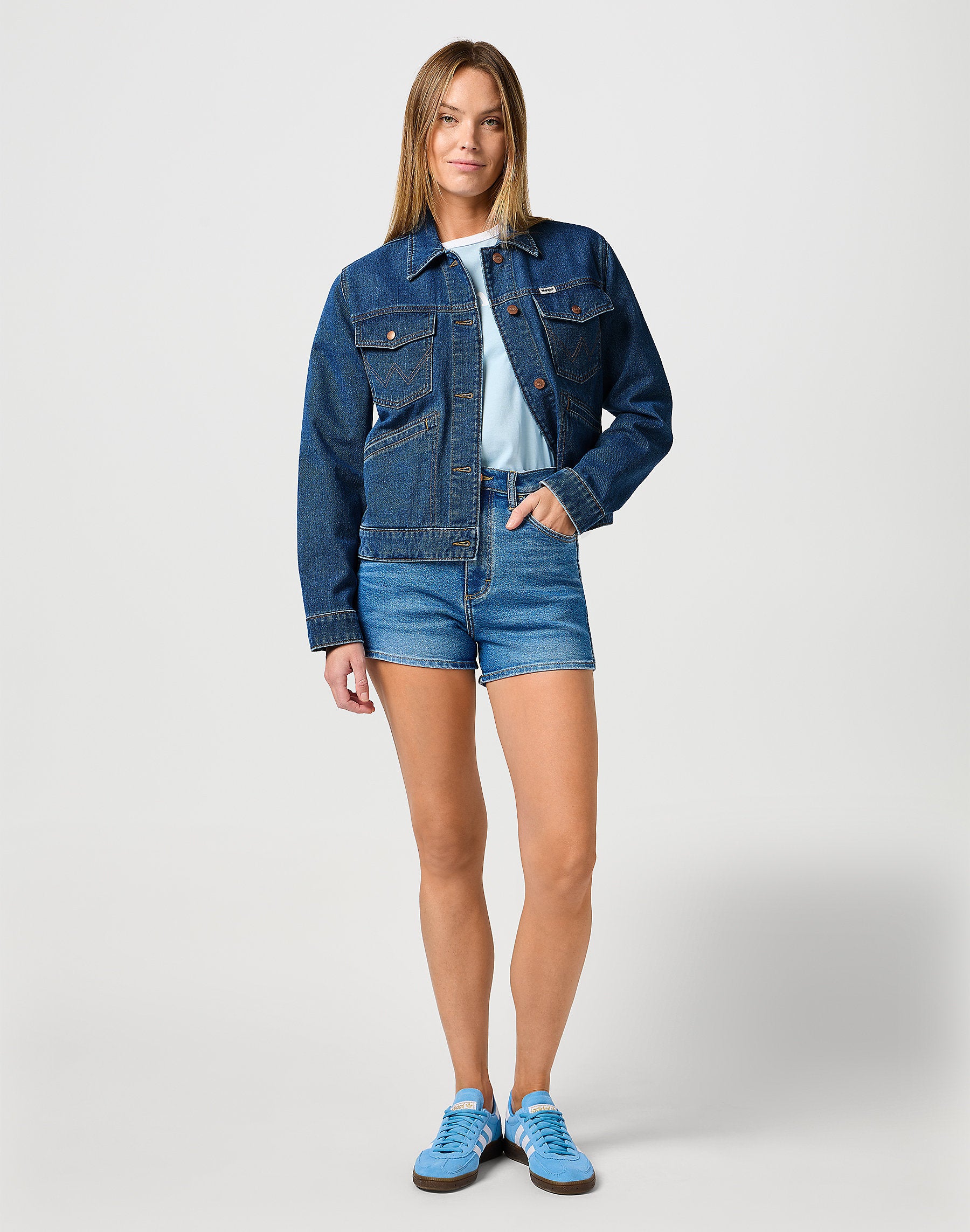 WRANGLER DAMSKA KURTKA JEANSOWA WRANGLER HERITAGE JACKET GOLDEN BLUE 112362331