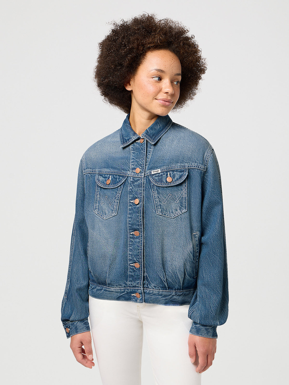 Damska Kurtka Jeansowa Wrangler Jumbo Trucker Jacket Promises Kept 112352300