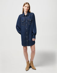 WRANGLER DAMSKA SUKIENKA JEANSOWA WRANGLER BALLOONSLEEVE SHIRT DRESS RINSE 112350339
