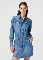 WRANGLER DAMSKA SUKIENKA JEANSOWA WRANGLER LS DENIM DRESS ULTRA MARINE 112362610