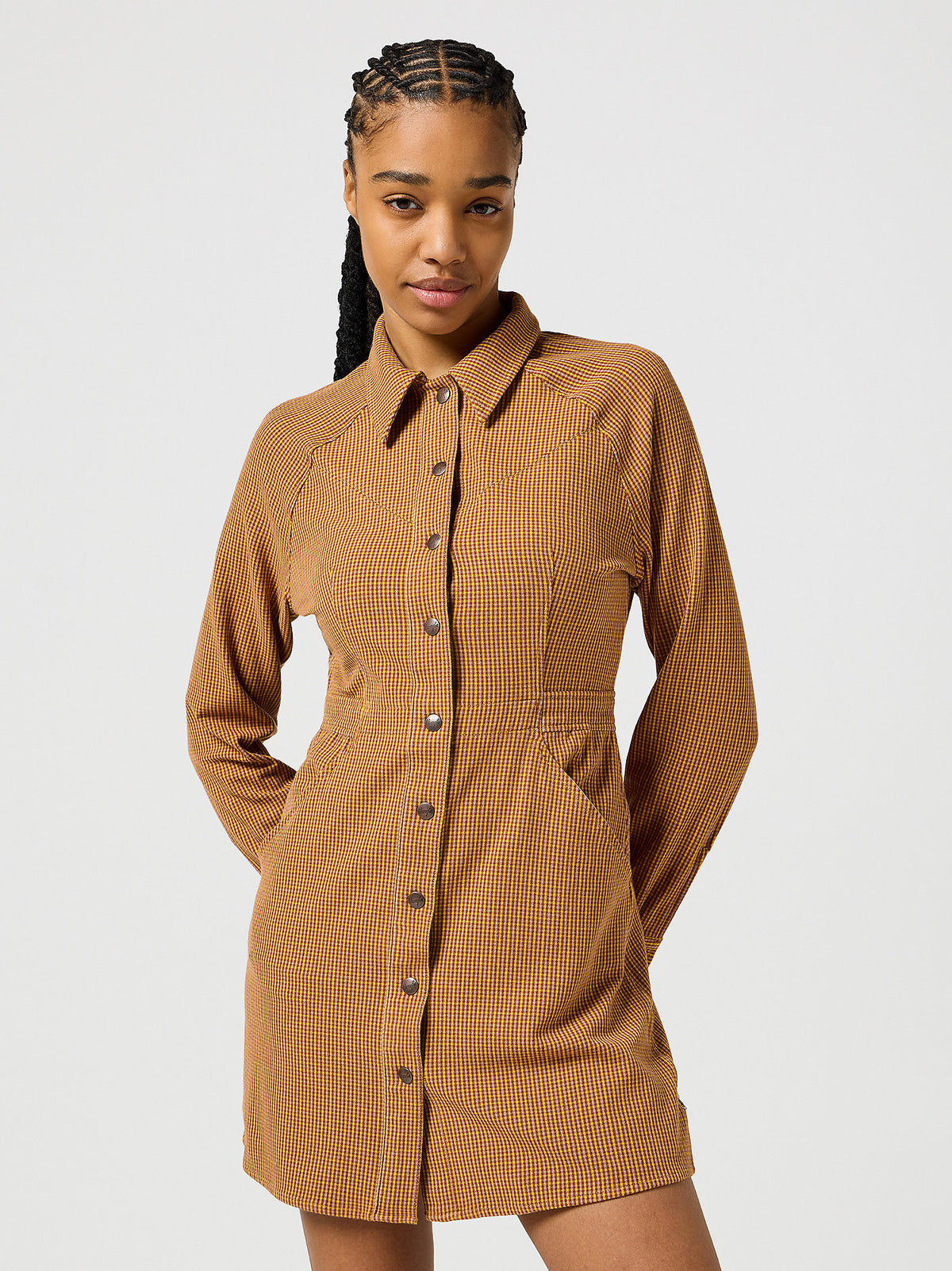 Damska Sukienka Wrangler Slim Fit Dress Madder Brown 112356780