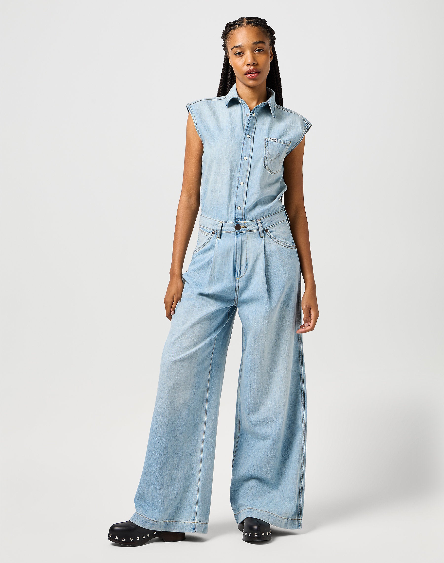 WRANGLER DAMSKI KOMBINEZON JEANSOWE WRANGLER TROUSER JUMPSUIT PALE BLUE WASH 112362713