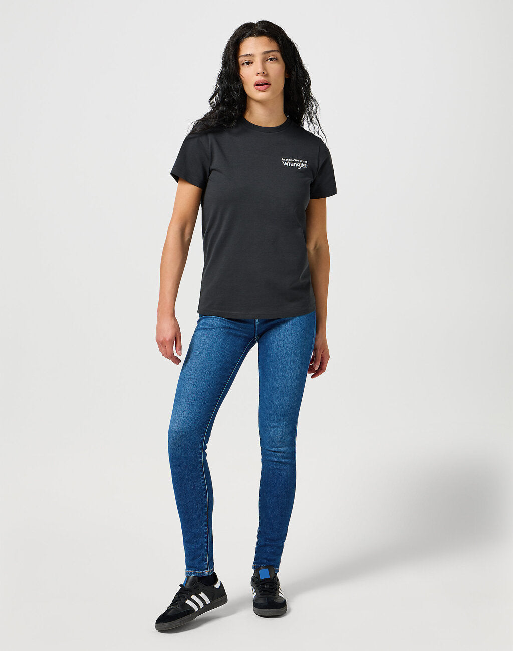 Damskie Spodnie Jeansowe Wrangler High Skinny Azure Sky 112355898 W27H017440