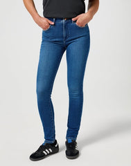 Damskie Spodnie Jeansowe Wrangler High Skinny Azure Sky 112355898 W27H017440