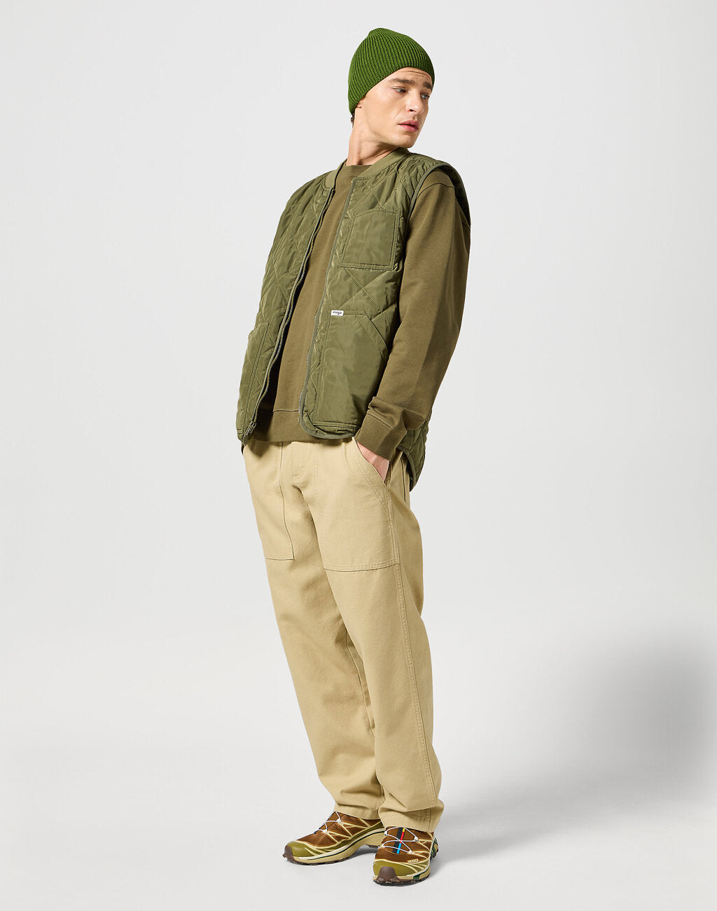 WRANGLER EASY BEANIE MĘSKA CZAPKA ZIMOWA CIEPŁA GREEN 112356868 W0M8016174