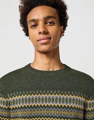 Męski Sweter Ciepły Wrangler Fairisle Sweater Verdant Green 112357294 W8F7014320