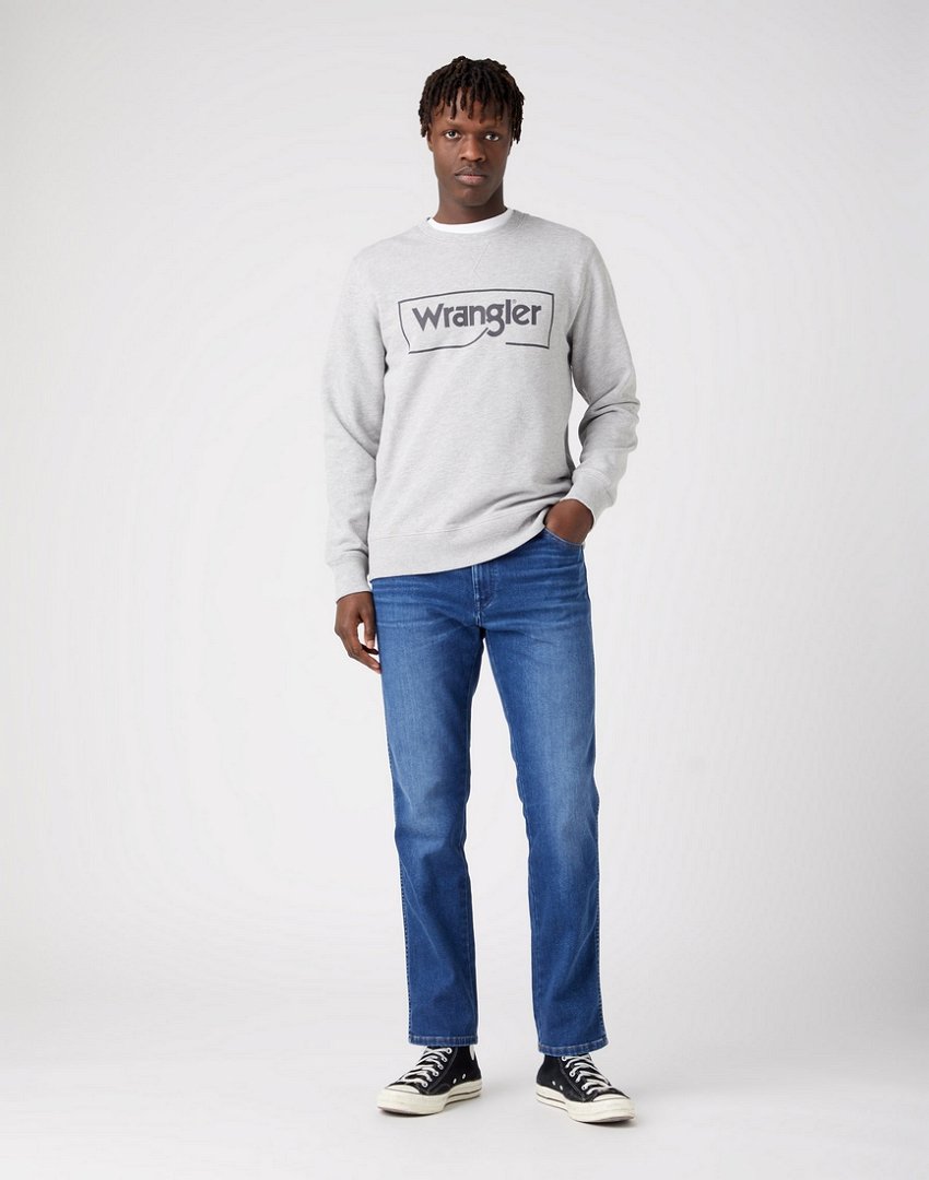 WRANGLER FRAME LOGO CREW MĘSKA BLUZA NADRUK MID GREY W662HAX37 112320241