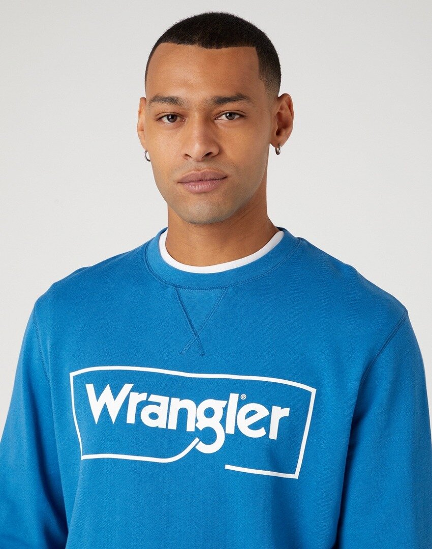 WRANGLER FRAME LOGO MĘSKA BLUZA KLASYCZNA NADRUK CREW DEEP W662HA69F 112331851