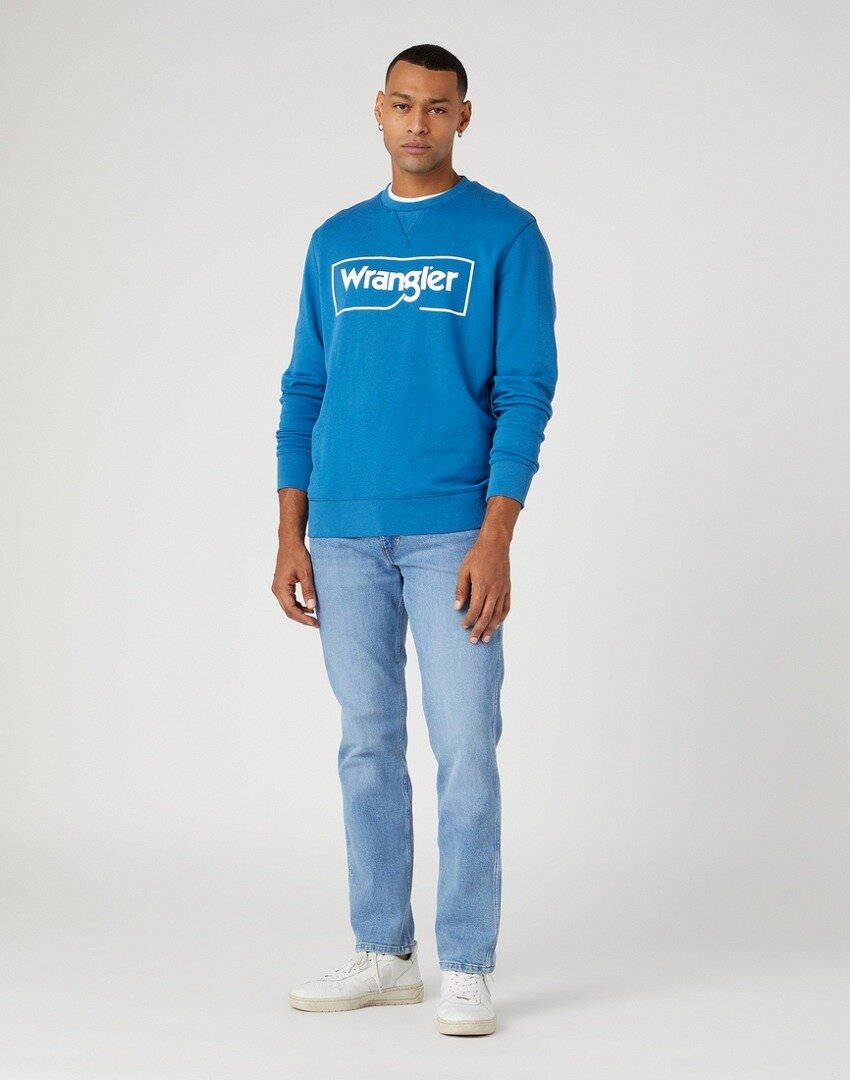 WRANGLER FRAME LOGO MĘSKA BLUZA KLASYCZNA NADRUK CREW DEEP W662HA69F 112331851