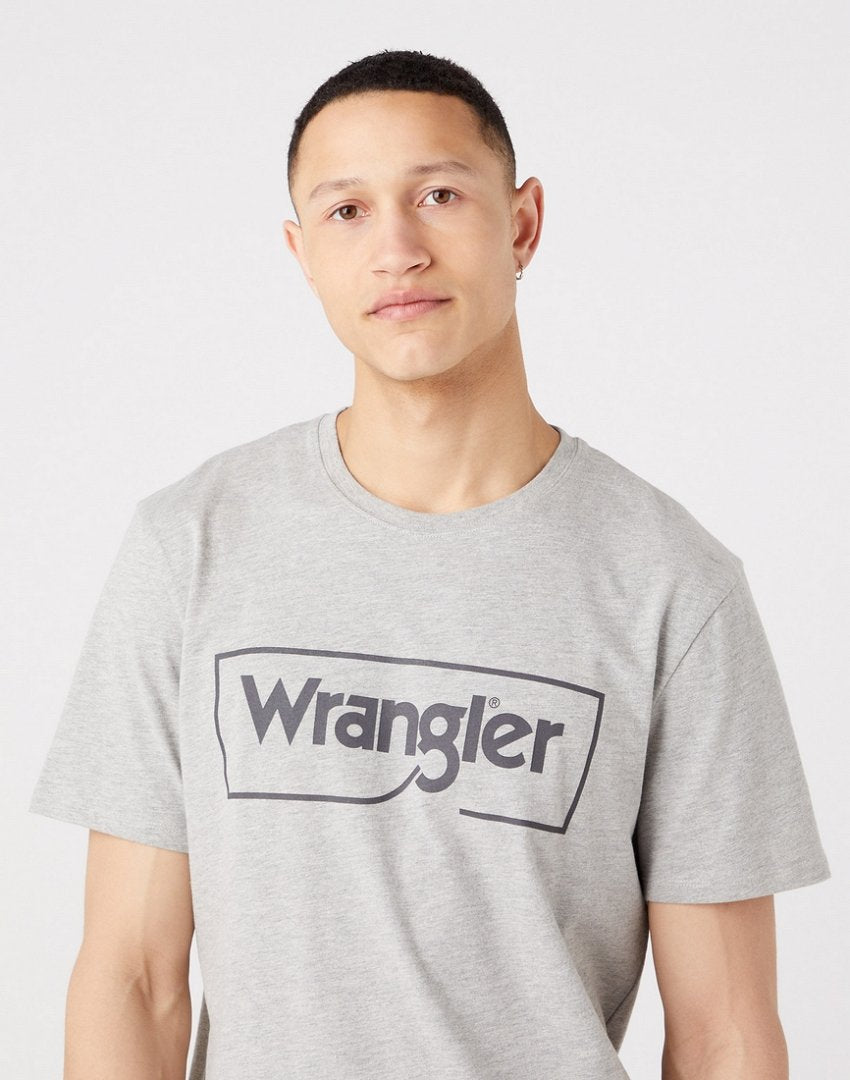 Wrangler Frame Logo Tee Męski T-Shirt Koszulka Nadruk Mid Grey W70JD3X37 112320767