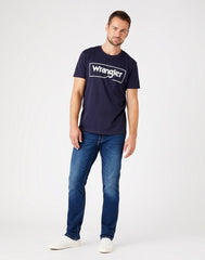 WRANGLER FRAME LOGO TEE MĘSKI T-SHIRT KOSZULKA NAVY W7H3D3114 112146325