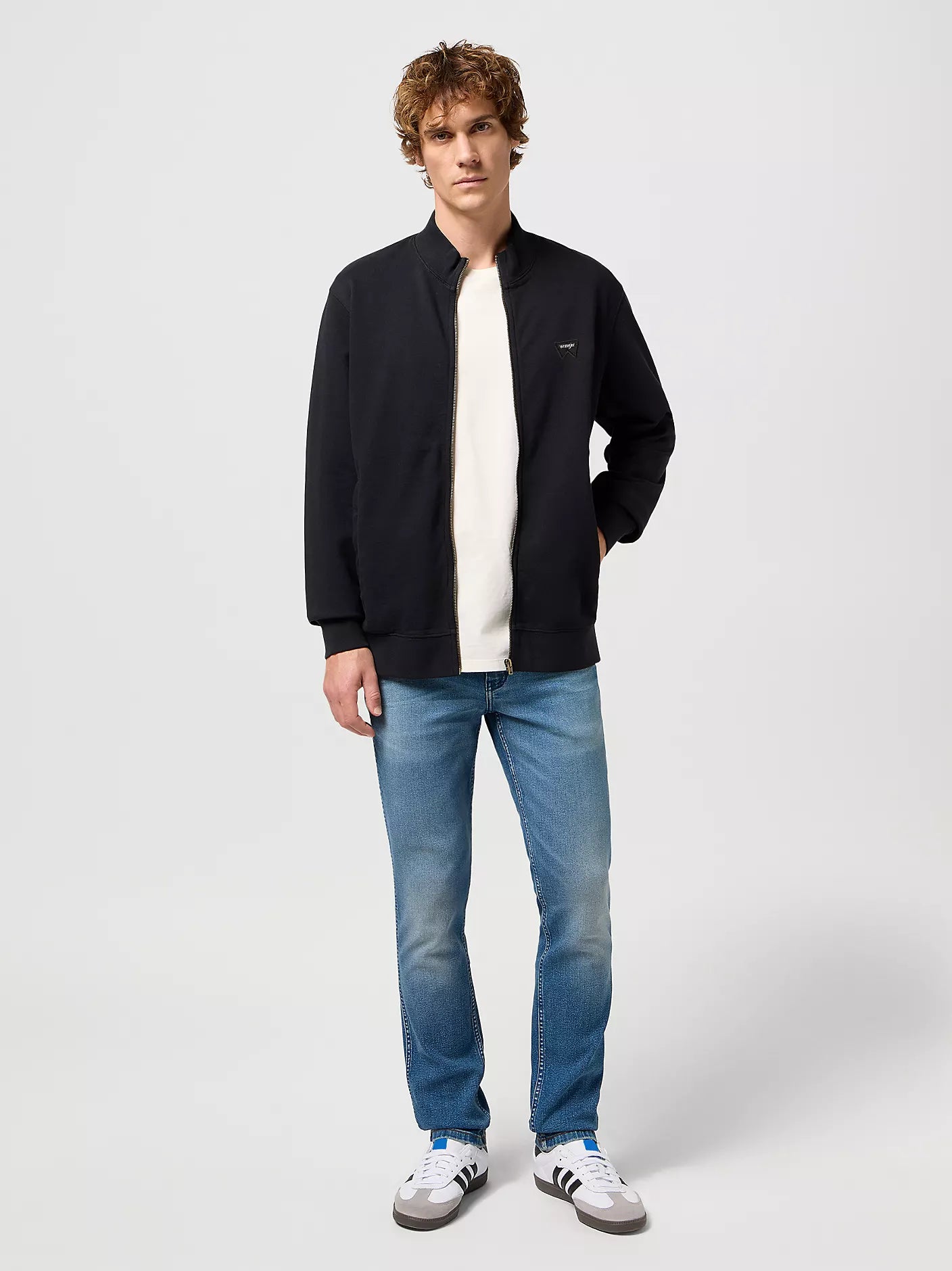 Męska Bluza Rozpinana Wrangler Funnel Neck Zip Black 112350548 W6J3011936