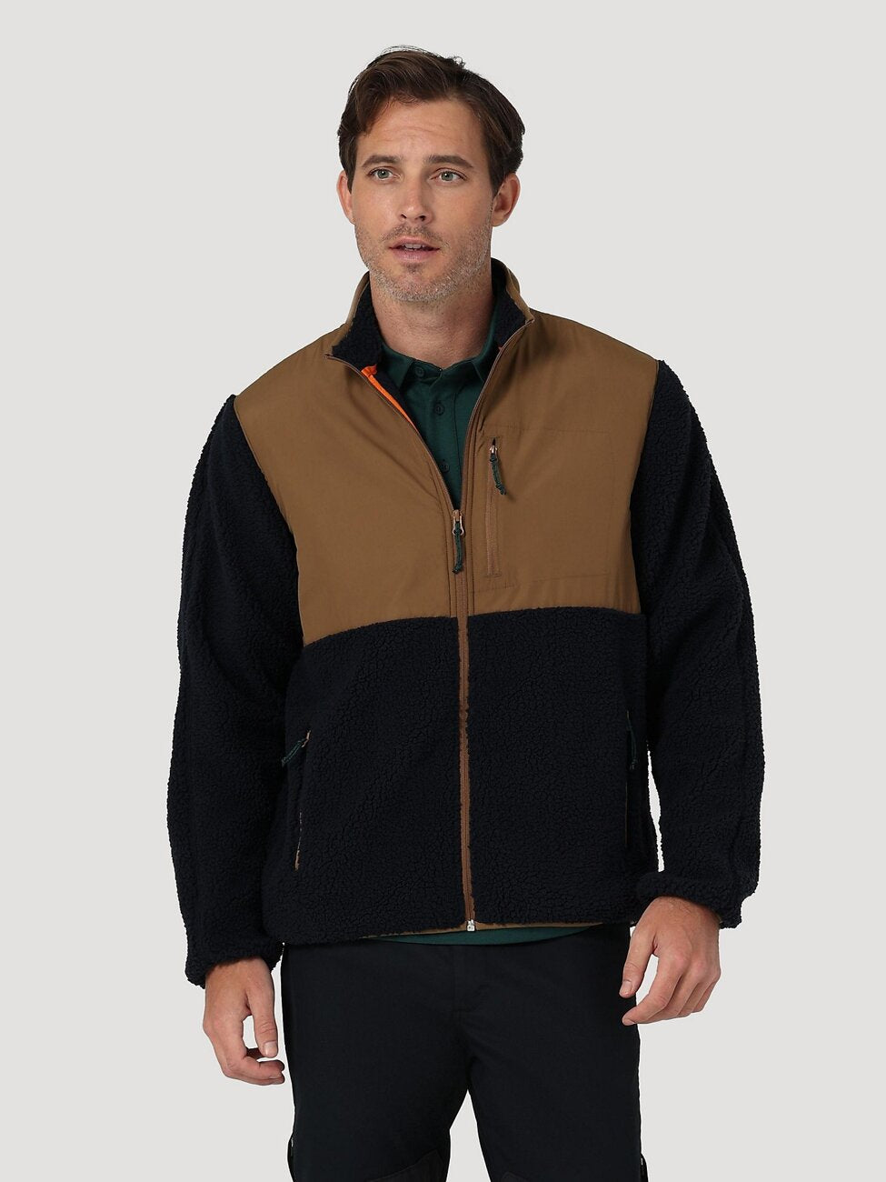 WRANGLER FZ CAMP FLEECE MĘSKA KURTKA PRZEJŚCIOWA LOGO DARK SAPPHIRE W6G2EZB08 112324307