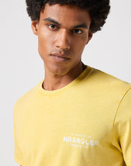 WRANGLER GRAPHIC TEE MĘSKA KOSZULKA T-SHIRT LOGO VARSITY YELLOW 112350430 W751013846