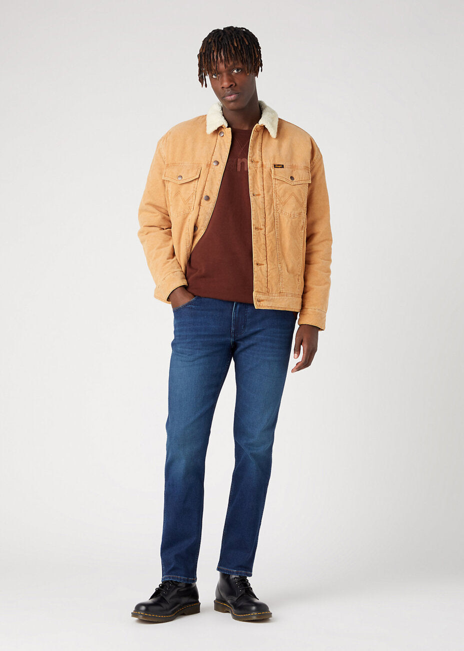 WRANGLER GREENSBORO MĘSKIE SPODNIE JEANSOWE GREEN FUZZ W15QMQ350