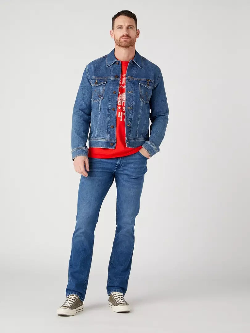 WRANGLER GREENSBORO MĘSKIE SPODNIE JEANSOWE JEANSY ARIES BLUE W15QAG42A 112329011