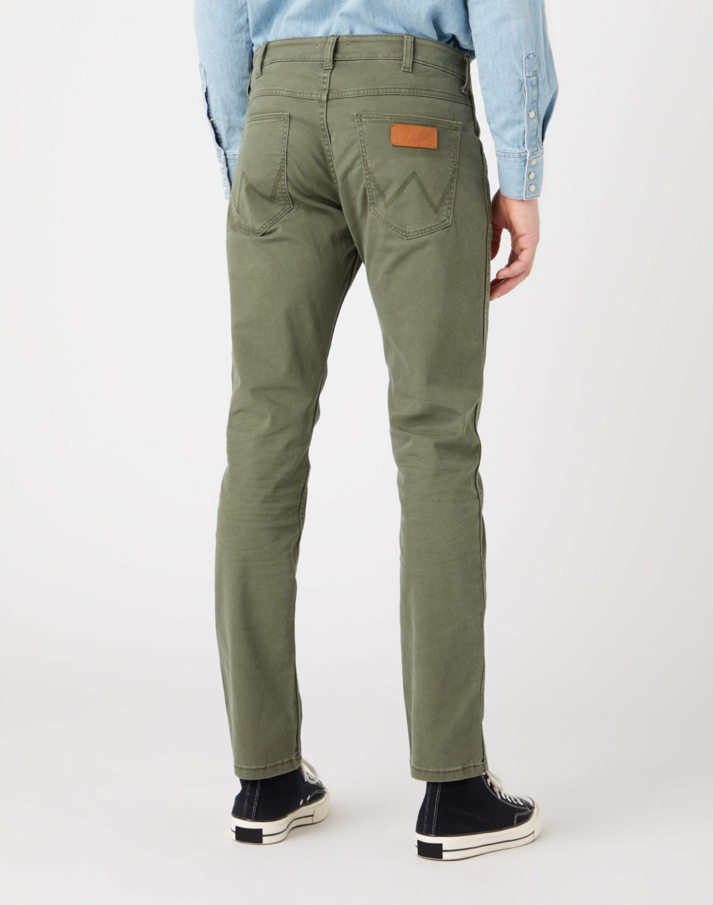 WRANGLER GREENSBORO MĘSKIE SPODNIE JEANSOWE MILITARE GREEN W15Q71G40 112319944