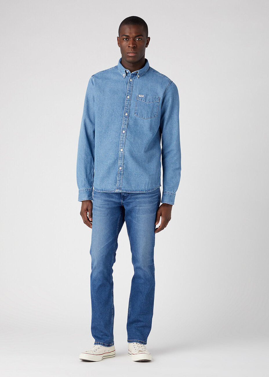 WRANGLER GREENSBORO MĘSKIE SPODNIE JEANSOWE NEPTUN W15QU8399
