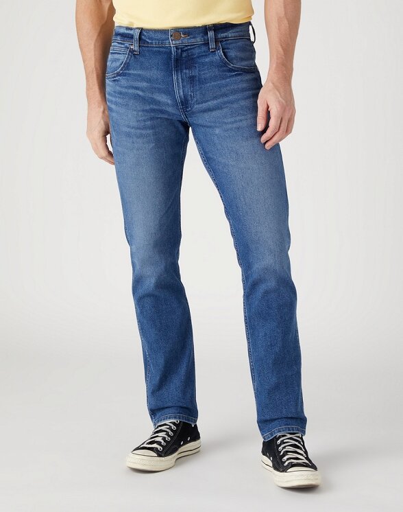 WRANGLER GREENSBORO MĘSKIE SPODNIE JEANSOWE SMOKE SEA W15QYLZ71 112330503