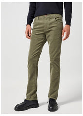 Męskie Spodnie Materiałowe Sztruksowe Wrangler Greensboro Dusty Olive 112356861 W15Q018011