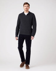 Wrangler Half Zip Knit Męski Sweter Klasyczny Rozpinany Logo Dark Grey W8D0PJX06 112321333