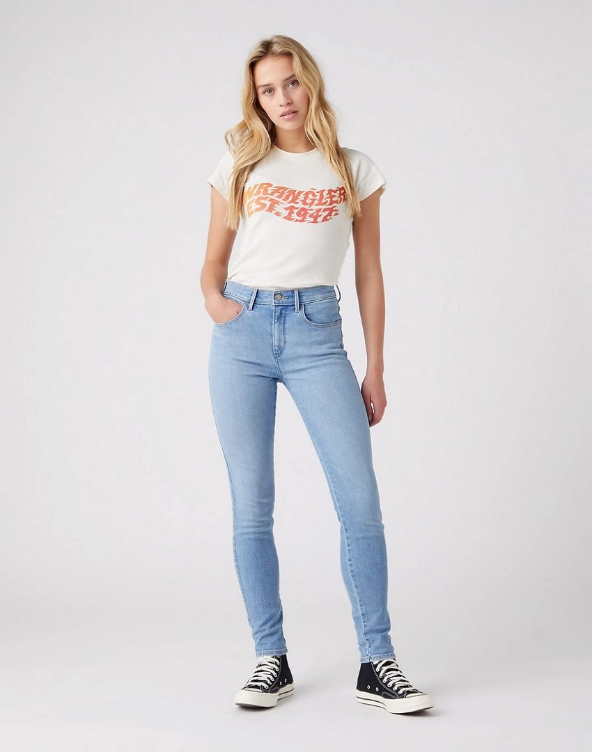 WRANGLER HIGH RISE SKINNY DAMSKIE SPODNIE JEANSOWE FORKEEPS W27HXRW18 112319156