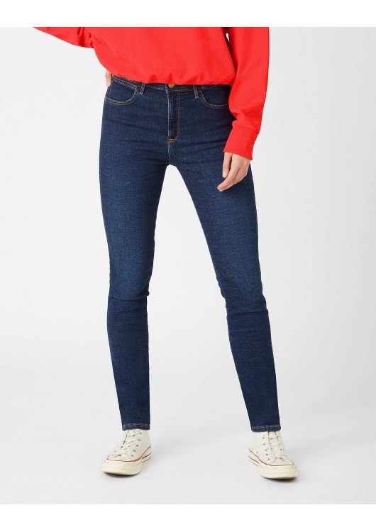 WRANGLER HIGH RISE SKINNY DAMSKIE SPODNIE JEANSOWE NIGHT BLUE W27HVH385 112141269