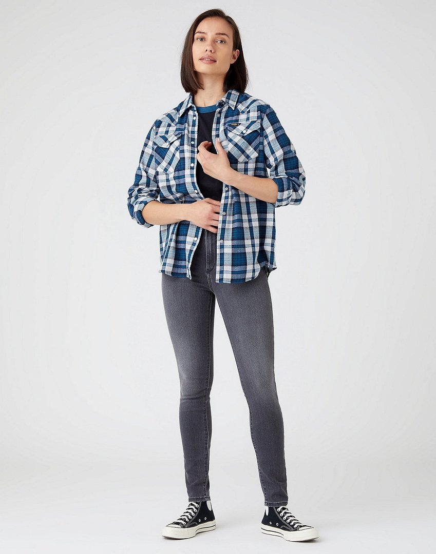 WRANGLER HIGH RISE SKINNY DAMSKIE SPODNIE JEANSOWE SOFT SMOKE W27HZJ29U 112144779