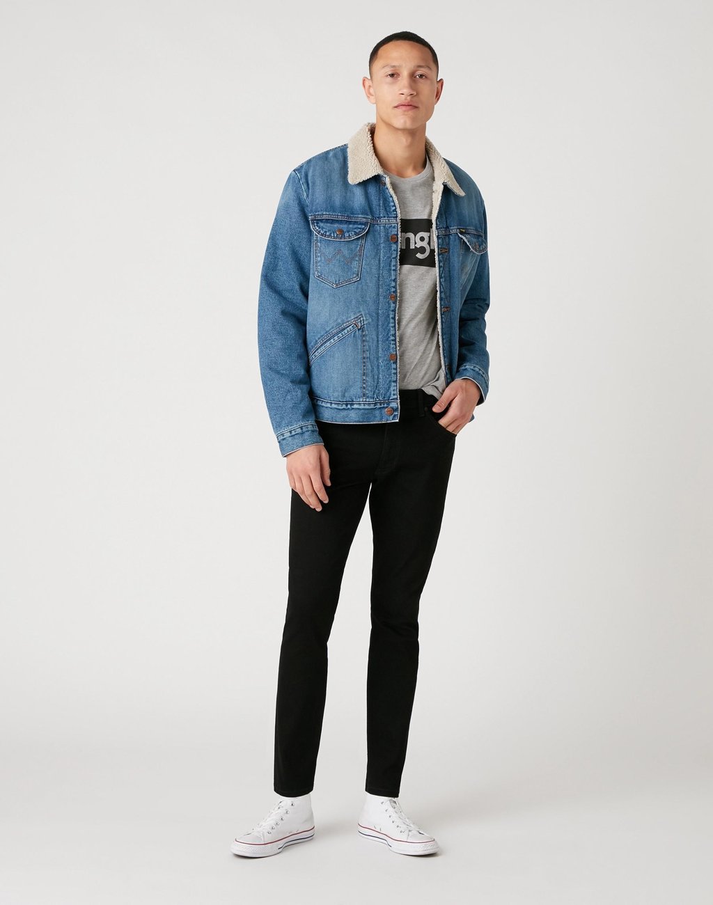 WRANGLER LARSTON MĘSKIE SPODNIE JEANSOWE JEANS BLACK VALLEY W18SHP19A 112127509