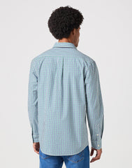 WRANGLER LS 1 PKT SHIRT MĘSKA KOSZULA W KRATĘ GREEN NAVY 112350479 W5A9017096