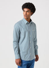 WRANGLER LS 1 PKT SHIRT MĘSKA KOSZULA W KRATĘ GREEN NAVY 112350479 W5A9017096