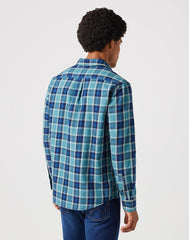 WRANGLER LS 1 PKT SHIRT MĘSKA KOSZULA W KRATĘ KRATA HYDRO INDYGO 112350492 W5A9017326