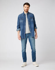 WRANGLER LS BIKER TEE MĘSKA KOSZULKA Z DŁUGIM RĘKAWEM MID GREY MEL W7K5D3X37 112141568