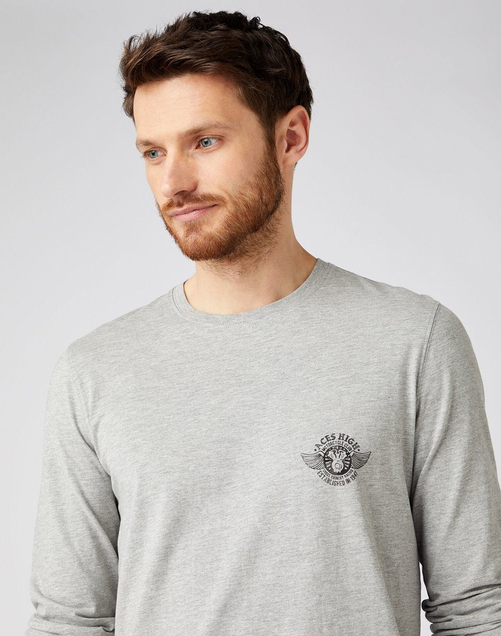 WRANGLER LS BIKER TEE MĘSKA KOSZULKA Z DŁUGIM RĘKAWEM MID GREY MEL W7K5D3X37 112141568