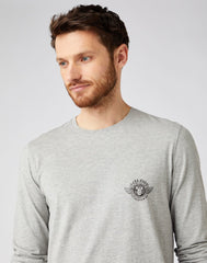 WRANGLER LS BIKER TEE MĘSKA KOSZULKA Z DŁUGIM RĘKAWEM MID GREY MEL W7K5D3X37 112141568